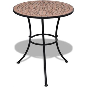 TABLE DE JARDIN  Table de bistro Terre cuite 60 cm Mosaïque - VIDAXL - Meuble de jardin - Rond - Métal