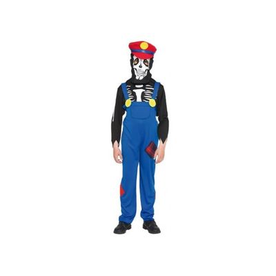Deguisement Plombier Squelette Mario 10-12 ans (salopette haut