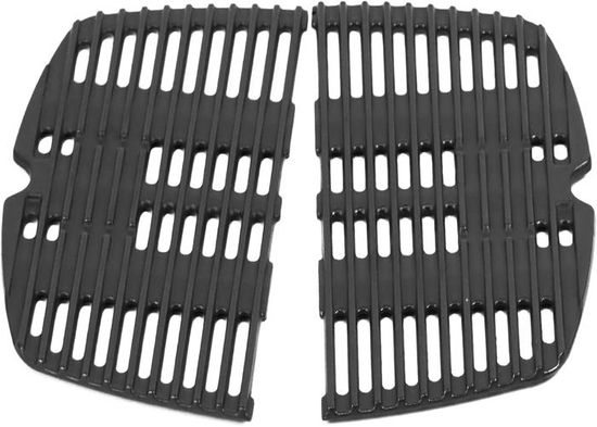 Grilles Fonte Pour Weber Q100/Q120 - Lot De 2 Avec Plaque De Cuisson Antiadhésive