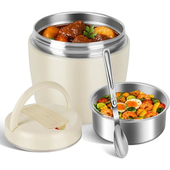 Boîte Alimentaire Isotherme 1300 ml avec Sac à Lunch, Lunch Box Isotherme en Acier Inoxydable, Isotherme Repas Chaud avec Cuillère - Maison