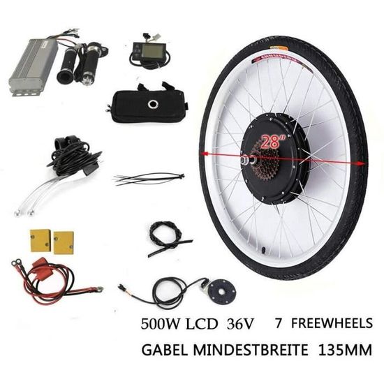 Kit de conversion vélo électrique avec moteur avant 36v 500w 20, 26, 27.5, 28, 29, 700cc modèle Kit 36v 500w 700cc Front Wheel