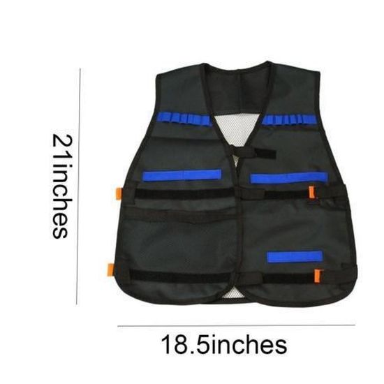 TechSmile Kit Gilet Tactique Pour Nerf - 57x47 Cm, 50 Fléchettes, Masque Et Lunettes - Enfant 6 Ans+