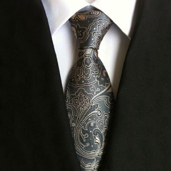 CRAVATE Homme - Cravate business en tissu jacquard fashion style 13 - noir YT™