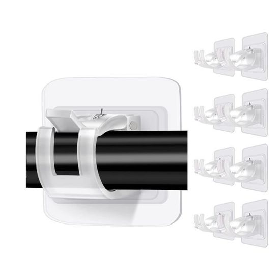 6 Pièces Support De Tringle De Douche Mural Adhésif D'Installation Sans