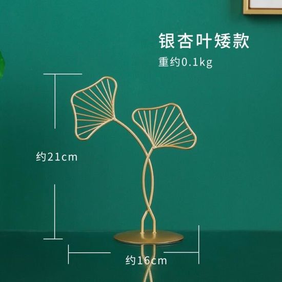 MEIYAXINWIN Statue Décoration Salon Ginkgo Biloba Or - Sculpture Feuille Moderne 28x14 Cm Sur Socle Marbre