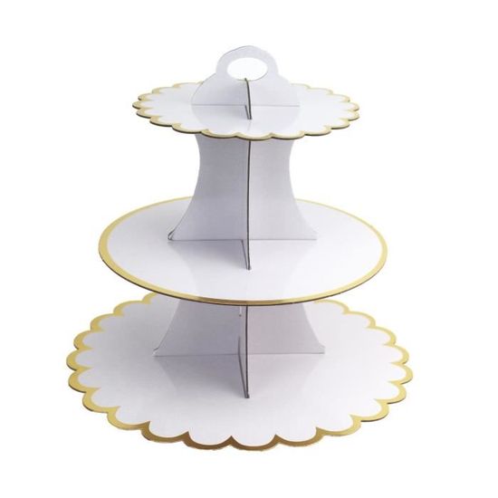 Support à Gâteaux Trois Niveaux Personnalisé – Assiettes Anciennes Porcelaine, Multicolore