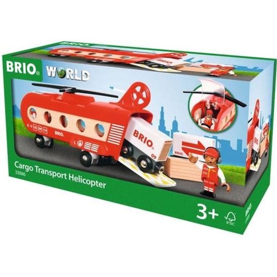 BRIO World Hélicoptère Cargo - Ravensburger - Circuit de train en bois - Mixte dès 3 ans - Multicolore