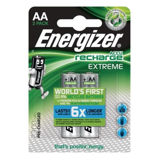 Chargeur Energizer NiMH rechargeable EN-EXTRE2300B2 AA 1,2 V 2300 Mah