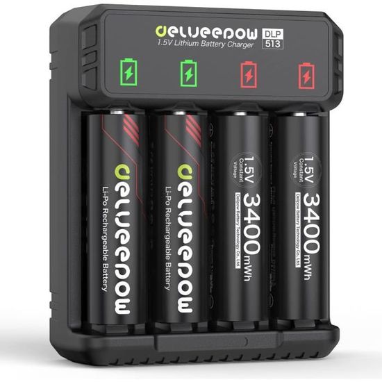 Baterías Recargables AA De Litio Con Caja 3000mWh, Baterías De Litio AA De 1.5V, Paquete De 8 Baterías Doble A De Alta Capacidad, Pilas Recargables De Litio De Larga Duración Para