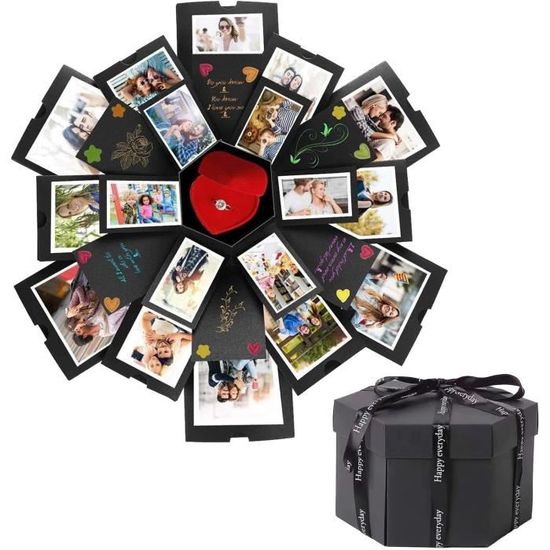 Boîte Explosion Surprise - Cadeau Créatif DIY Pour Anniversaire, Noël | 4 Couches, 12 Poches | Personnalisable Avec Photos