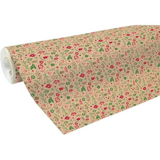 Rouleau Papier Kraft Clairefontaine 50m X 70cm - Motif Pois Rouge/Blanc/Or | Recyclé