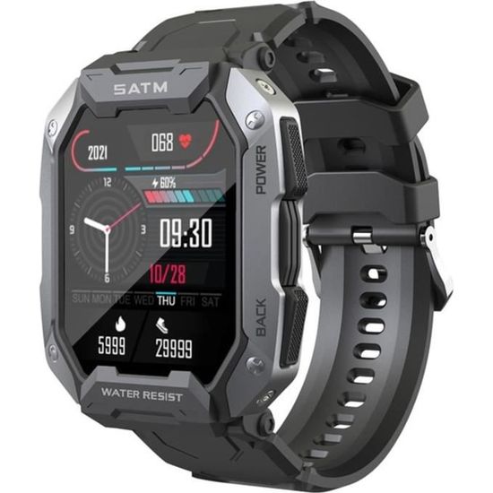 XWatch Pro Militaire MT1 Noir - Montre connectée Homme, Militaire, Ultra résistant, Natation, Sms, Sport, Santé, Aventure, Autonomie