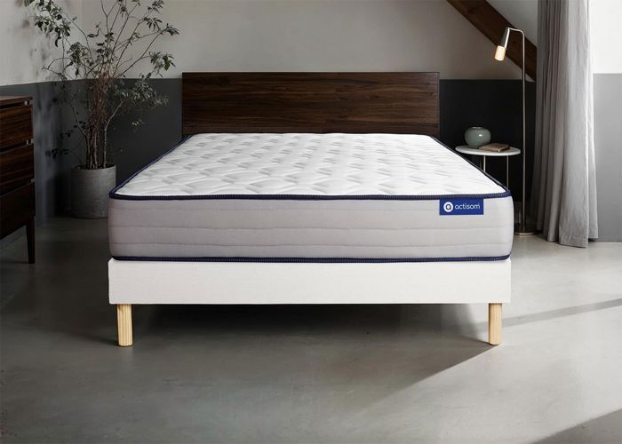 Ensemble matelas Ressorts ensachés et Mémoire de forme ACTIFLEX FORM 160x200 cm 5zones de confort + sommier KIT blanc
