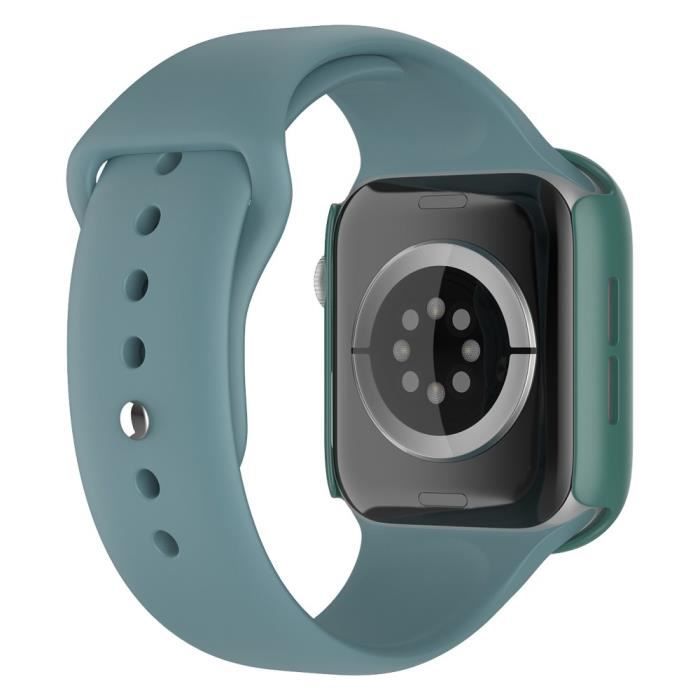 Bande De Bracelet De Montre De Silicone Réglable + Cas De Montre Bracelet Pour Apple Watch 3-2-1 42Mm, Taille L - Cactus Vert