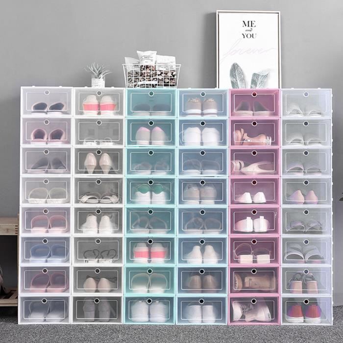 Ménage épaissir Transparent Empilable Boîte à Chaussures Antipoussière Chaussures Boîte De Rangement (Blanc 31x21.5x12.5cm)
