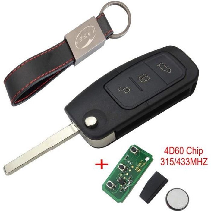 Clé Télécommande pour Ford avec Carte Électronique - 3 Boutons pour Mondeo Focus Fiesta C Max S Max Galaxy (315MHz - 433MHz 4D60