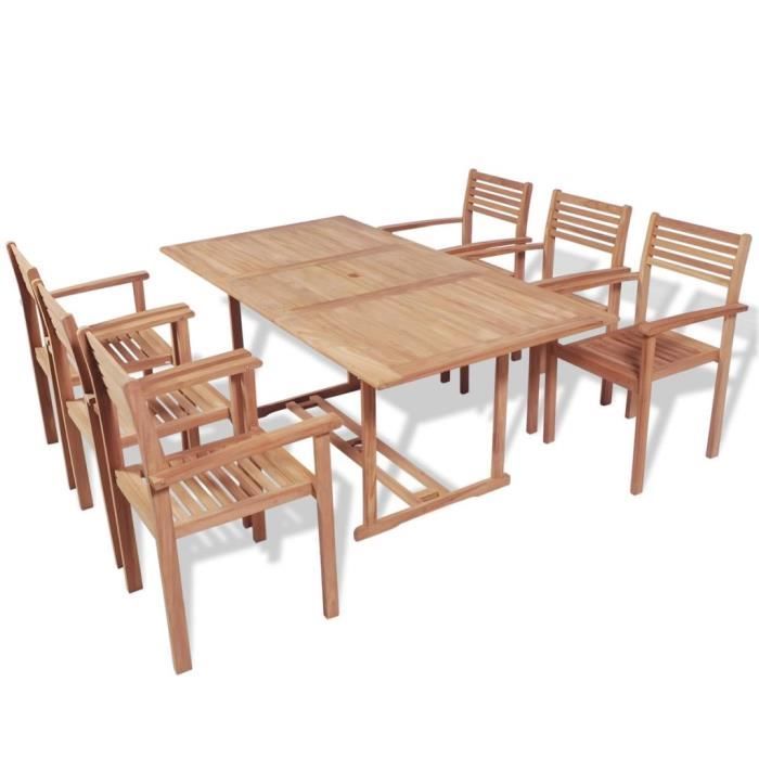 Luxueux Magnifique Moderne-Mobilier à dîner-Salon de jardin d'extérieur 7 pcs Bois de teck solide