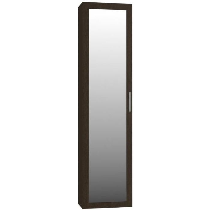ATARA - Armoire d'entrée avec grand miroir - 180x50x35 cm - Deux étagères + porte-cintres à l'intérieur - Meubles d'entrée - Wenge