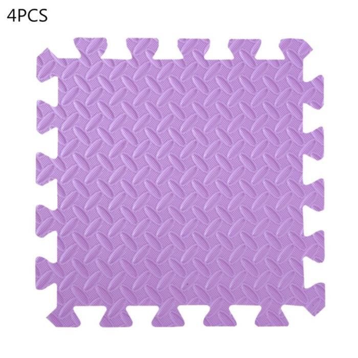 EVA tapis de sol en mousse 4 pièces Tapis de sol avec bordure pour gymnastique, Yoga, Fitness, Y98F~VIOLET CC5413