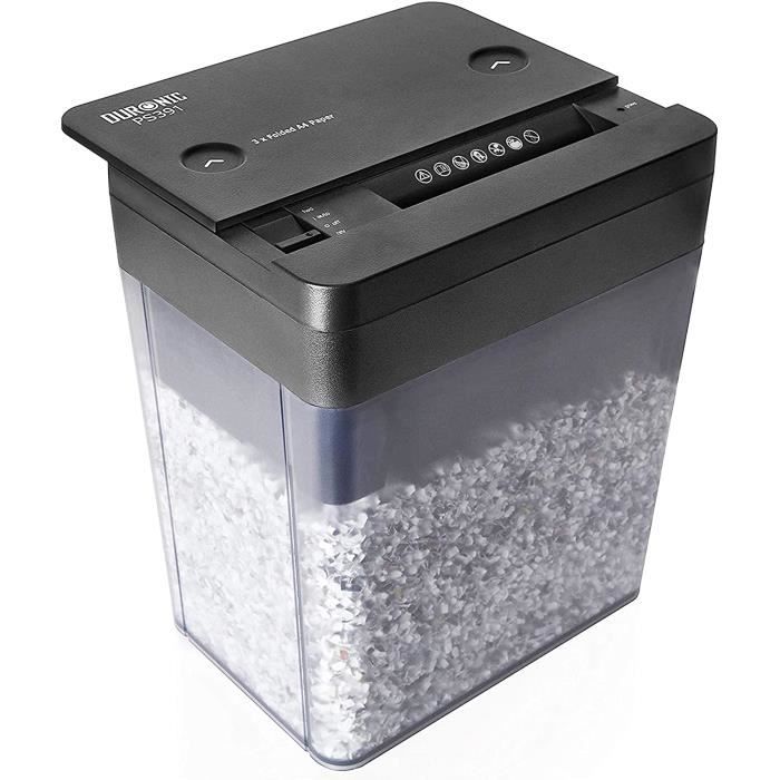 Duronic PS391 Destructeur de Documents Compact pour 3 Feuilles de Papier A4 pliées en Deux - Coupe Micro pour Un Maximum de sécurité