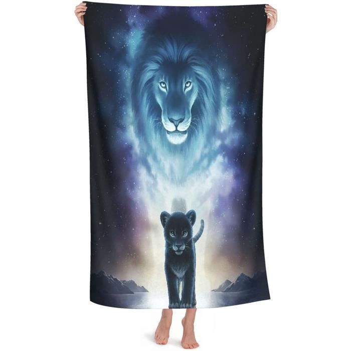 Grand Doux Poids léger Microfibre Serviette de Bain Couverture,Roi Lion et bébé dans Les Galaxies,Drap de Bain Serviette de P 151