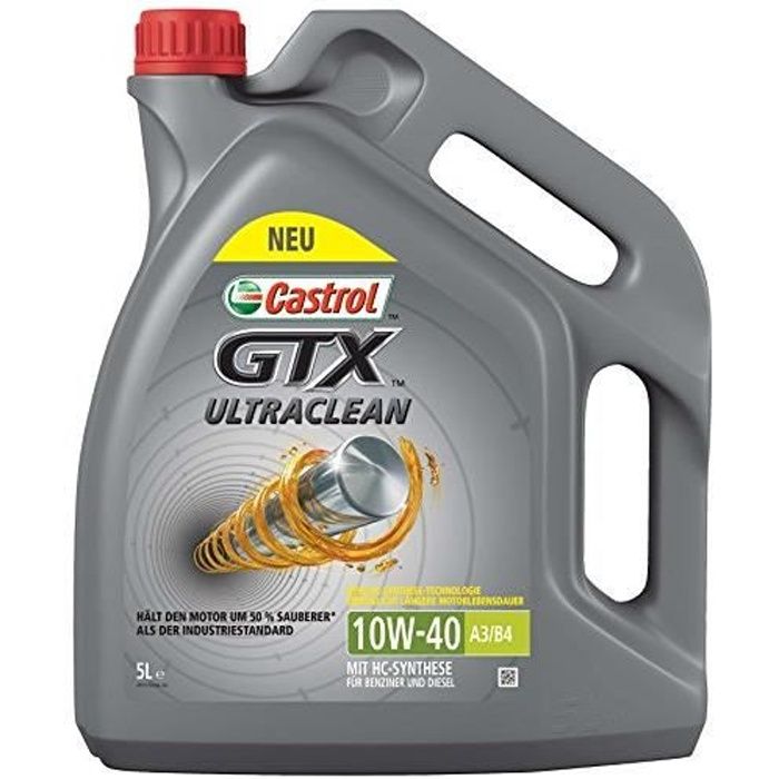 Castrol Limited 15 A4d5 5L GTX Ultraclean 10 W-40 A3-B4 Huile de Moteur 5 litres, Gris