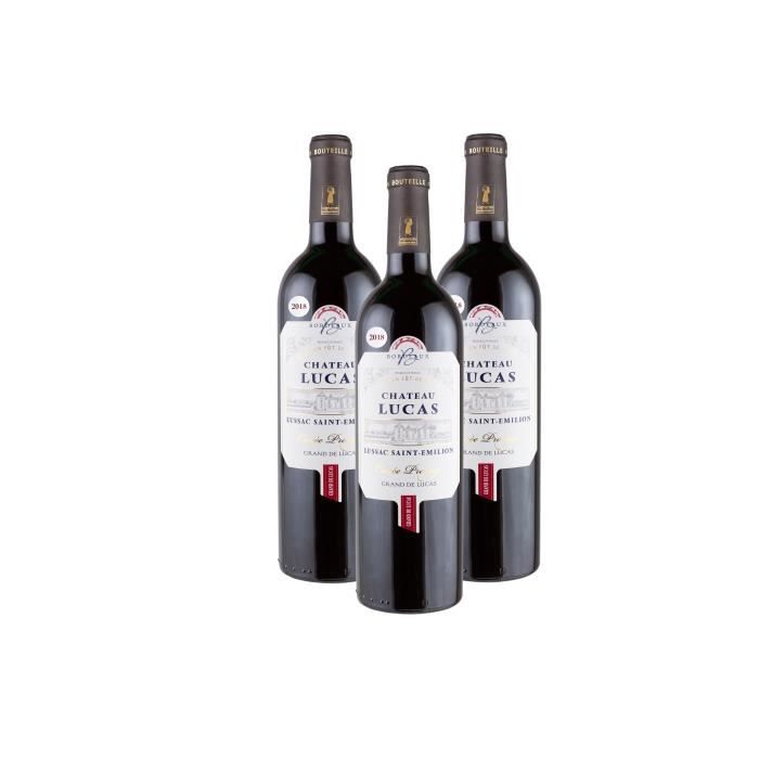 Grand de Lucas - AOC Lussac Saint-Emilion 2018 - Grand Vin Rouge de Bordeaux - Château Lucas Cuvée Prestige - 75 cl - 3 bouteilles