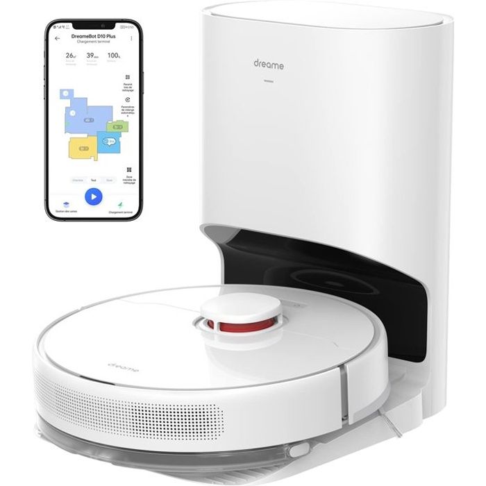 Dreame D10 Plus Aspirateur robot Laveur - Collecteur automatique de poussières - Aspiration et lavage 4000Pa Navigation Laser