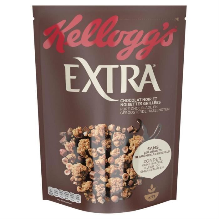 KELLOGG'S - Pépites Éclats De Chocolat Noir Et Noisettes Grillées 500G - Lot De 4