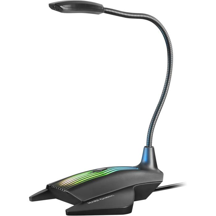 Mars Gaming MMIC, Microphone USB Gaming RGB, Mute, Flexible, Plug & Play, Noir