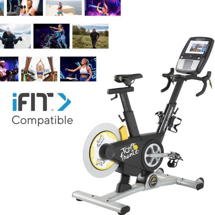 PROFORM - Vélo d'appartement TDF 10.0 Connecté iFIT / Inclinaison -10 à +20% / 24 niveaux de résistance - Noir