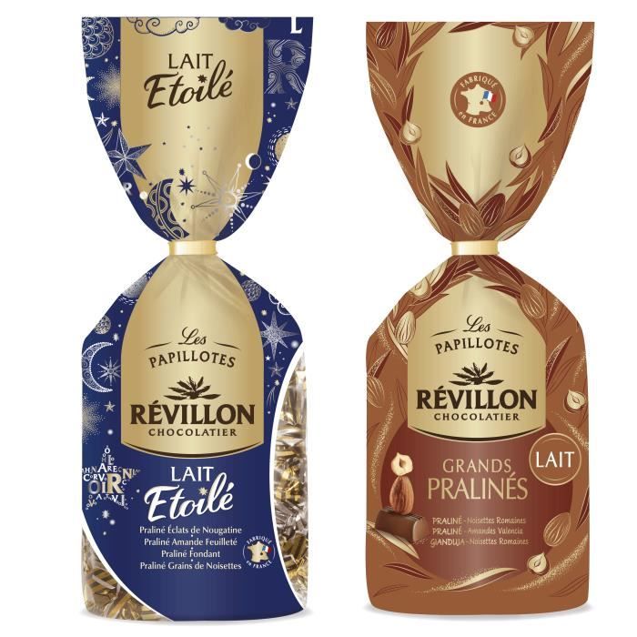Révillon Chocolatier - Lot de 2 sachets de papillotes Lait