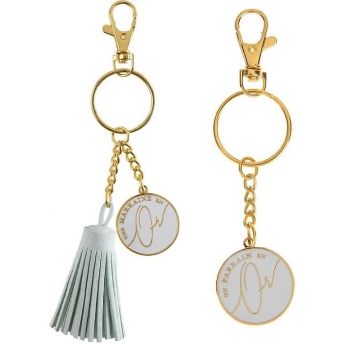 1 Pack Cadeau fête Baptême porte-clés marraine et parrain REF/6798-6794