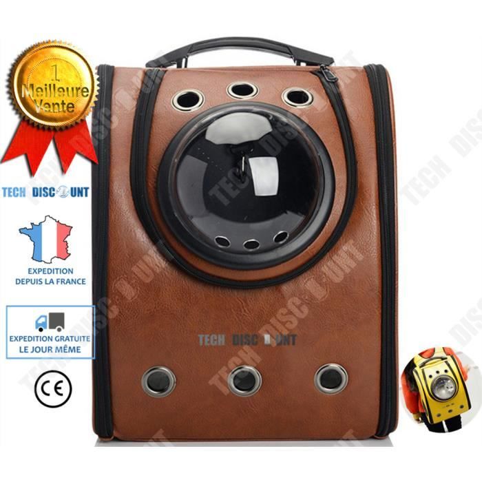 TD® sac à dos de transport chat chien lapin animaux de compagnie spatiale trous respiration espace ouvert bandoulière cuir cage