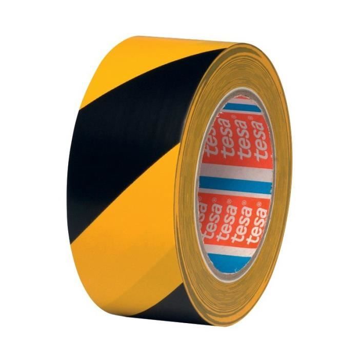 Ruban d'avertissement jaune / noir 33mx50mm - Tesa 4169 par 6