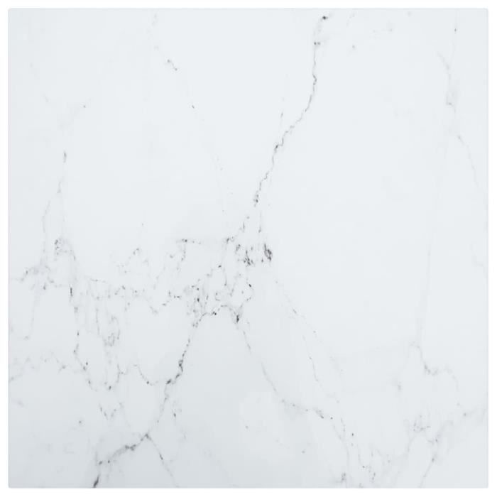 FAN - Dessus de table Blanc 50x50cm 6mm Verre trempé et design marbre - La dernière haute qualité - DX5982