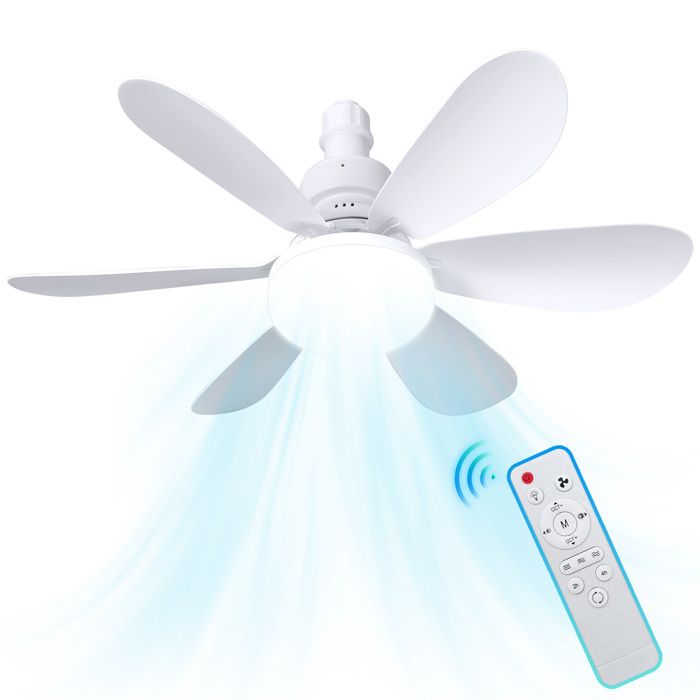 Ventilateur Plafond Ventilateur de Plafond avec Lumière et Telecommande LED Ventilateur Dimmable Plafonnier avec 40W E27 Lampe - Prumya