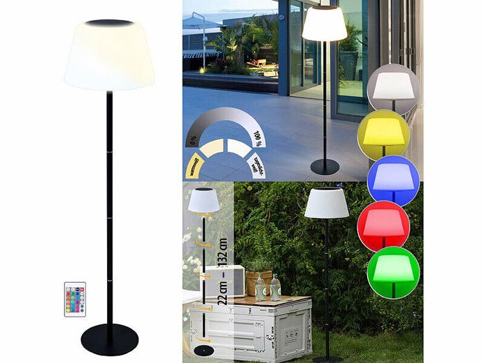 Lampe sur pied - Lunartec - LED RVB CCT - Solaire - Télécommandée - Hauteur réglable Lampe sur pied - Lunartec - LED RVB CCT - Solaire - Télécommandée - Hauteur réglable