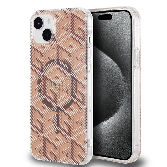 Coque pour iPhone 15 Plus / iPhone 14 Plus Guess IML GCube MagSafe GUHMP15MHMHGCUSTGW