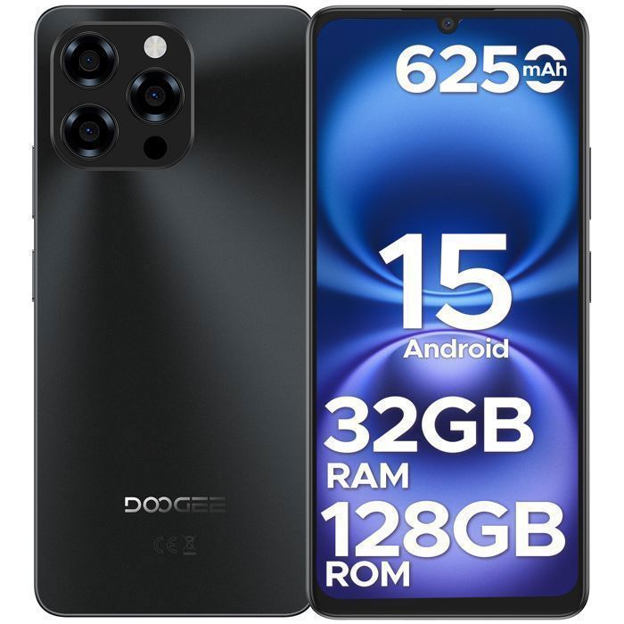 DOOGEE Note 58 Smartphone Android 15 32 Go RAM+128 Go ROM/TF 2TB Batterie 6250mAh 6.75 HDTelephone Portable NFC/Widevine L1