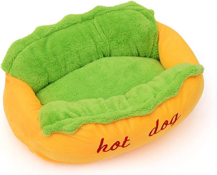 Comparer les prix de Lits pour chiens Hot Dog Tapis doux amovible Canapé pour animaux de compagnie Lits mignons pour litière pour chiot confortable Cous