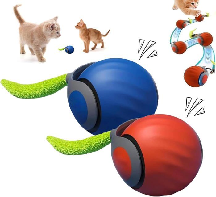Meilleurs prix pour Lot de 2 jouets pour chat 2025 avec queue rapide ajustement de vitesse à 2 niveaux balle interactive avec mouvement automatique