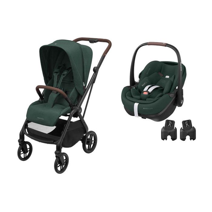 MAXI COSI - Poussette Duo Leona 2 Pebble 360 Pro 2 Twillic Green Maxi Cosi