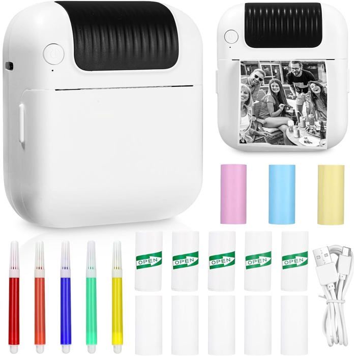 Mini Imprimante ThermiqueImprimante Photo PortableBluetooth Imprimante Etiquette AutocollanteMini Imprimante Pour NotesImages
