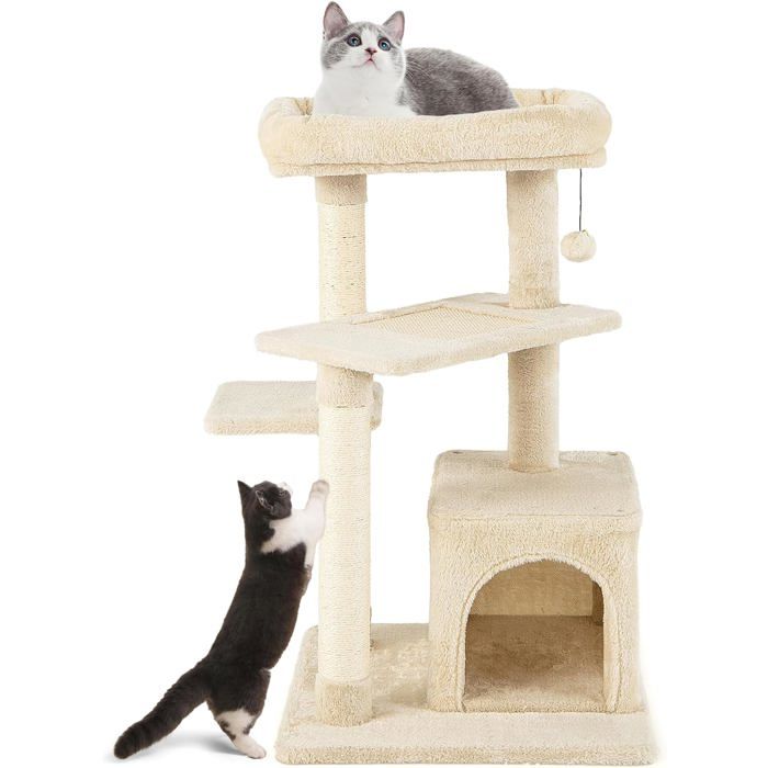 Comparer les prix de GOPLUS Arbre à chat d'intérieur en peluche à plusieurs niveaux, centre d'activités d'escalade pour chat à 4 niveaux