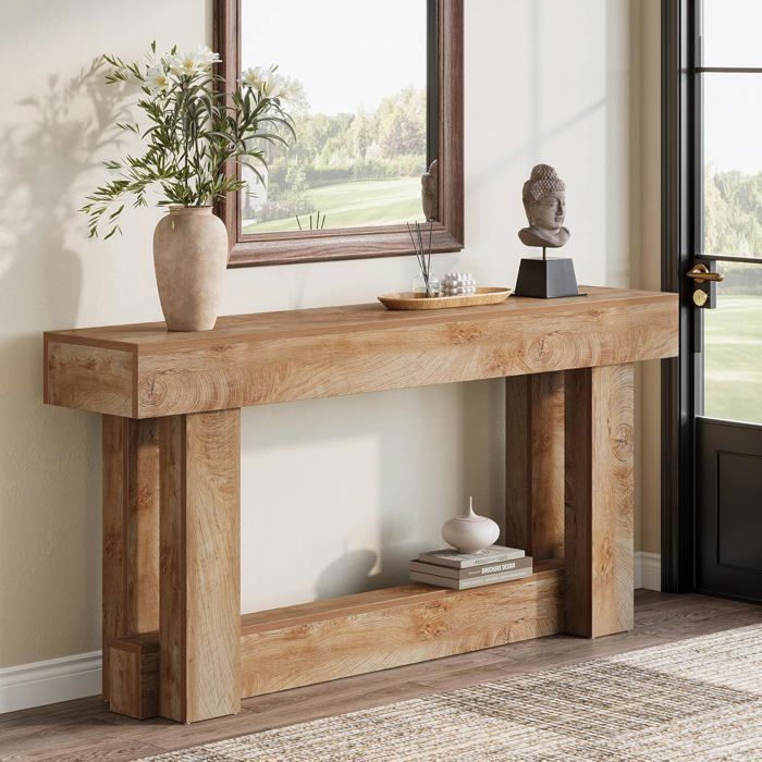 Finmind Table Console - 160 x 30 x 85 cm - Table dentrée 2-Tier - Design Industriel - Marron