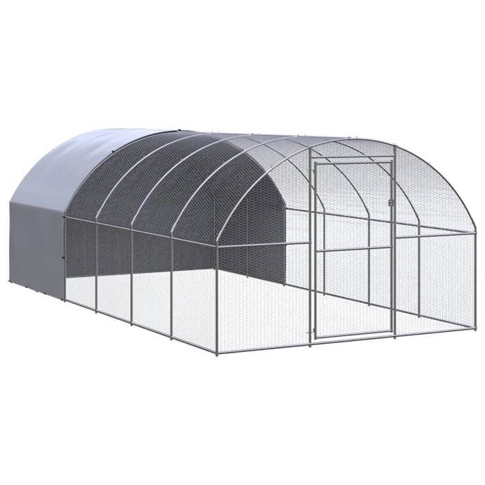 Meilleurs prix pour Poulailler enclos cage poules dextérieur 3 x 6 x 2 m acier galvanisé Argent 02_0044013