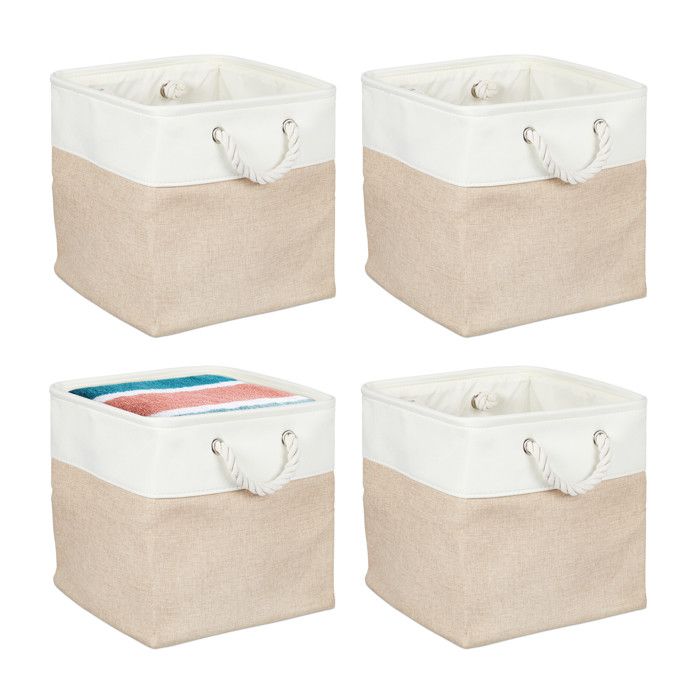 Lot De 2 Paniers De Rangement Relaxdays - Métal Et Bambou - Dimensions 17.5 X 26 X 24.5 Cm - Anse Rabattable - Noir