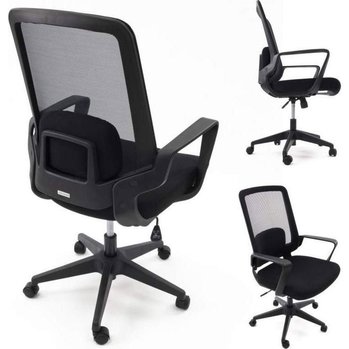 Chaise de bureau - ERGOSOLID - AMO-70 - Noir - Avec accoudoirs - Réglable en hauteur