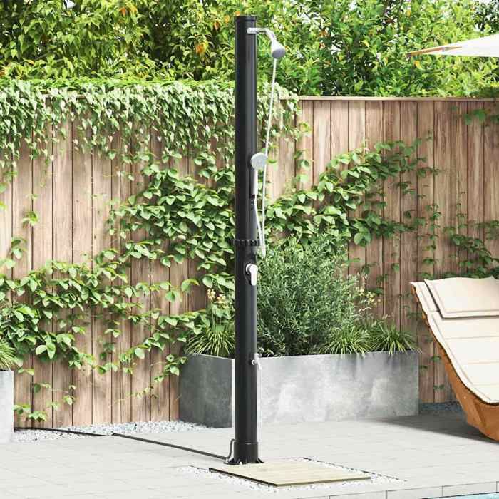 Douche solaire extérieure Noir 217 cm PVC aluminium-Mothinessto10389